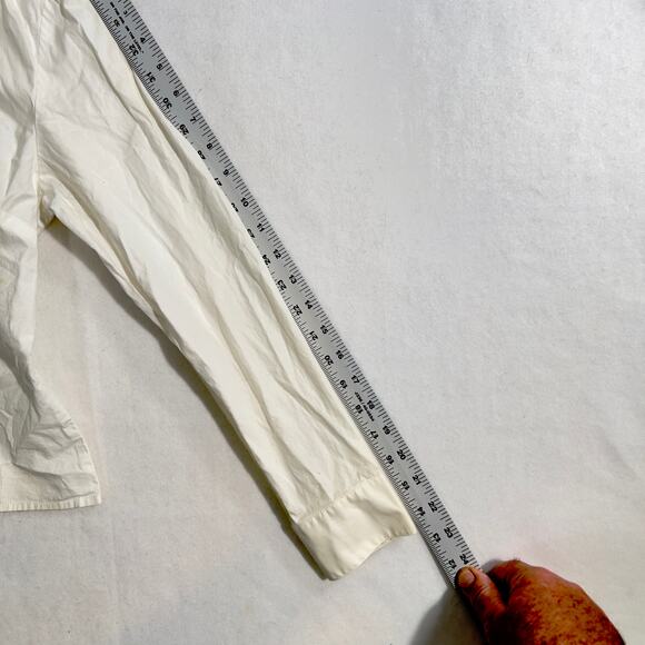 Style & Co Collection Button Shirt Ruched Woman 10P * PETITE* White Long Sleeve - Picture 5 of 8